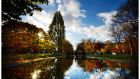 Autumn's naturally dwindling light levels causes a reduction in chlorophyll leading to rich shades emerging in foliage, as at the Grand Canal near Baggott Street in Dublin. Photograph: Bryan O'Brien