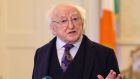 President Michael D Higgins signed the Official Languages (Amendment) Bill   into law at Áras an Uachtaráin on Wednesday afternoon. Photograph: Dara Mac Dónaill