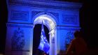 The Arc de Triomphe lit up in blue to mark the French presidency of the European Union in Paris on January 1st, 2022. Photograph: Julien de Rosa/AFP via Getty