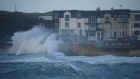 Waves hit the sea wall at Portstewart in Co Derry on Wednesday amid the arrival of Storm Dudley. Photograph: Niall Carson/PA Wire