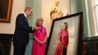 Taoiseach Micheál Martin and Prof Mary Horgan at the unveiling of a portrait of Prof Horgan, 142nd president (and first female president) of the Royal College of Physicians of Ireland, in Dublin on Monday. Photograph: Dara Mac Dónaill 