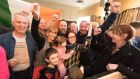 Violet-Anne Wynne  celebrates with her family and supporters after being elected a TD for Co Clare. Photograph: Eamon Ward