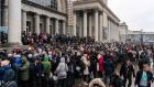  People try to get an evacuation train at Dnipro train station on March 5th. Photograph: Emre Caylak/AFP