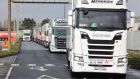 The trucks began the 30-hour journey on the ferry to Cherbourg in France on Tuesday. They will then cross into Germany, through Poland and to the Ukrainian border. Photograph: Dara Mac Dónaill