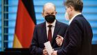 German chancellor Olaf Scholz and minister for economy and climate Robert Habeck. Photograph: Clemens Bilan/EPA
