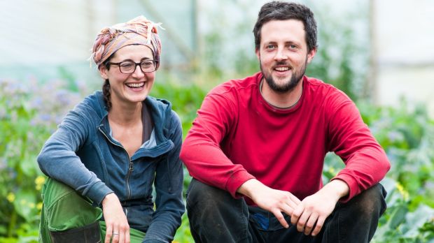 Galway-based farmers Fergal Anderson and Emanuela Russo, who supply the local market with fruit and vegetables. Photograph: Reg Gordon