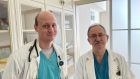 Vitalii (right) and Dmytro Averchuk, father-and-son heart surgeons in Lviv, are prepared for an influx of cardiac and other patients and growing supply problems as Russia’s invasion expands. Photograph: Daniel McLaughlin