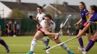 Catholic Institute’s Hannah Kelly scores her side’s second goal. Photograph: Max Fulham