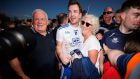 Monaghan’s Jack McCarron celebrates with his father Ray and mother Patricia after the game in which Dublin were defeated. Photograph: Inpho