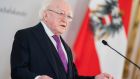 President Michael D Higgins  in Vienna: ‘Every glimmer of hope through diplomacy must be seized’. Photograph: Georg Hochmuth/APA/AFP via Getty
