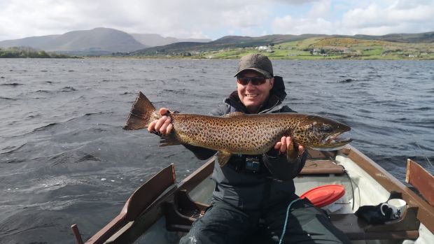 Jorg Kulhmann from Germany with a splendid 76cm (about 10lb) ferox trout from Lough Mask.