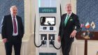 Applegreen chief executive Bob Etchingham and New Jersey governor Phil Murphy at the announcement of an investment by the Irish forecourts retailer in the US east-coast state. Photograph: Dara Mac Dónaill