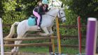 Shanice Devitt jumping on Shelby at the Ballyowen equine centre, Clondalkin. Photograph: Dara Mac Dónaill 