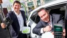 Oliver Loomes, chief executive of  Eir and Chris Kelly, director at EasyGo. The two companies have teamed up to provide seven EV charging stations in Carlow.