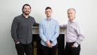 VisionR founders Oran Mulvey and Shane O’Sullivan with Dermot Berkery (of Delta Partners): ‘So understanding everything about shoppers when they come into your store,  through the purchases they make while they’re inside. We allow retailers to personalise that whole journey.’ 