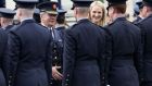 Garda Commissioner Drew Harris and Minister for Justice Helen McEntee at a passing out ceremony in Templemore. Both are due to address the GRA conference this week. Photograph: Laura Hutton 