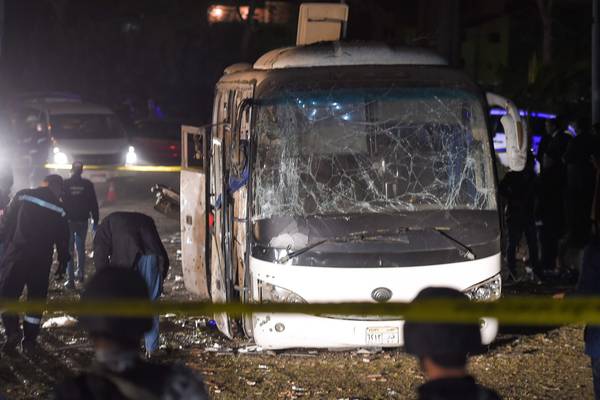 Four killed as roadside bomb hits tourist bus in Giza, Egypt
