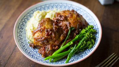 Donal Skehan: Tomato braised chicken with butter bean mash