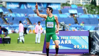 Thomas Barr wins 400 metres hurdle at World University Games