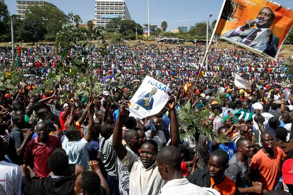 Kenyan TV shut as opposition leader holds public ‘swearing in’