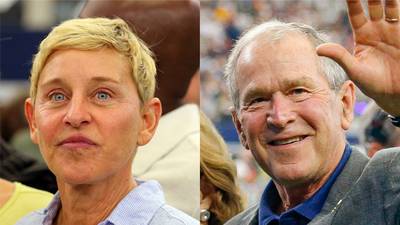 ‘Be kind to everyone’: Ellen DeGeneres defends hanging out with George Bush