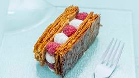 Mille-feuille with vanilla cream and raspberries