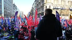 Porters, bus drivers and teachers marched through Belfast’s  streets and roared their demands for fair pay