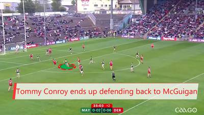 Mayo forwards defending against Derry