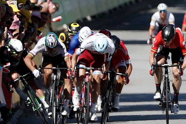 Tour de France: Sagan disqualified over crash that ends Cavendish’s race