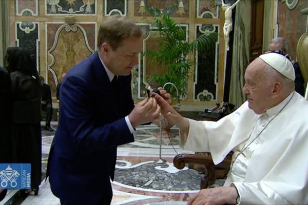 Fr Dougal Maguire meets the pope: Irish comedians granted an audience with Francis