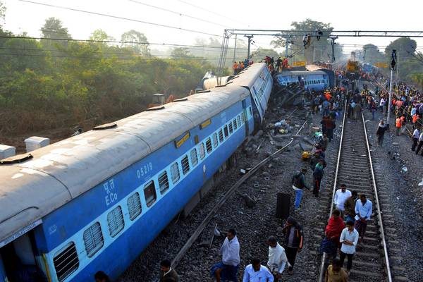 At least 39 people killed as Indian train derails