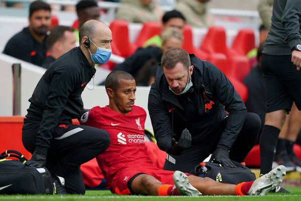 Liverpool’s Thiago facing spell on sidelines with calf injury