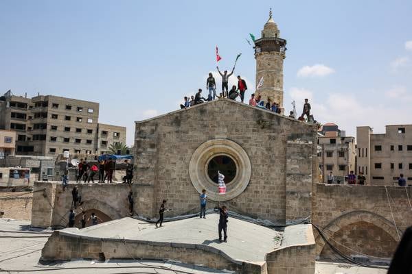 Gaza’s historic heart, the Great Omari Mosque, lies in ruins