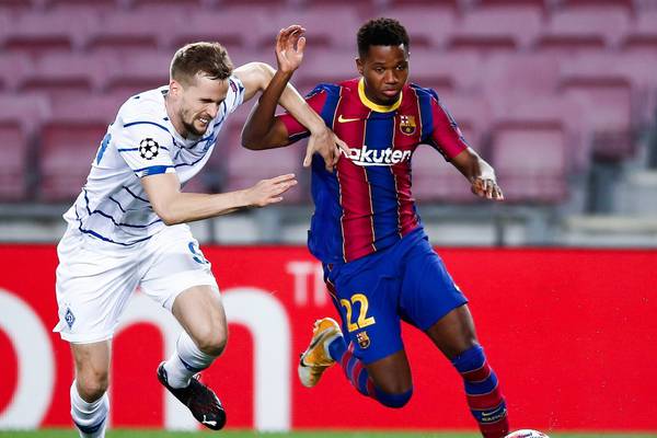 Barcelona forward Fati to be out for four months after knee surgery