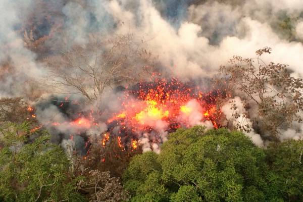 Hawaiian volcano erupts emitting huge plume of ash