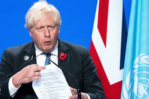 Johnson urges more ambition at Cop26 and says talks could go beyond Friday