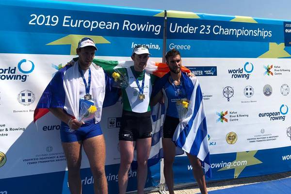 Rowing: Ronan Byrne takes under-23 gold in Greece