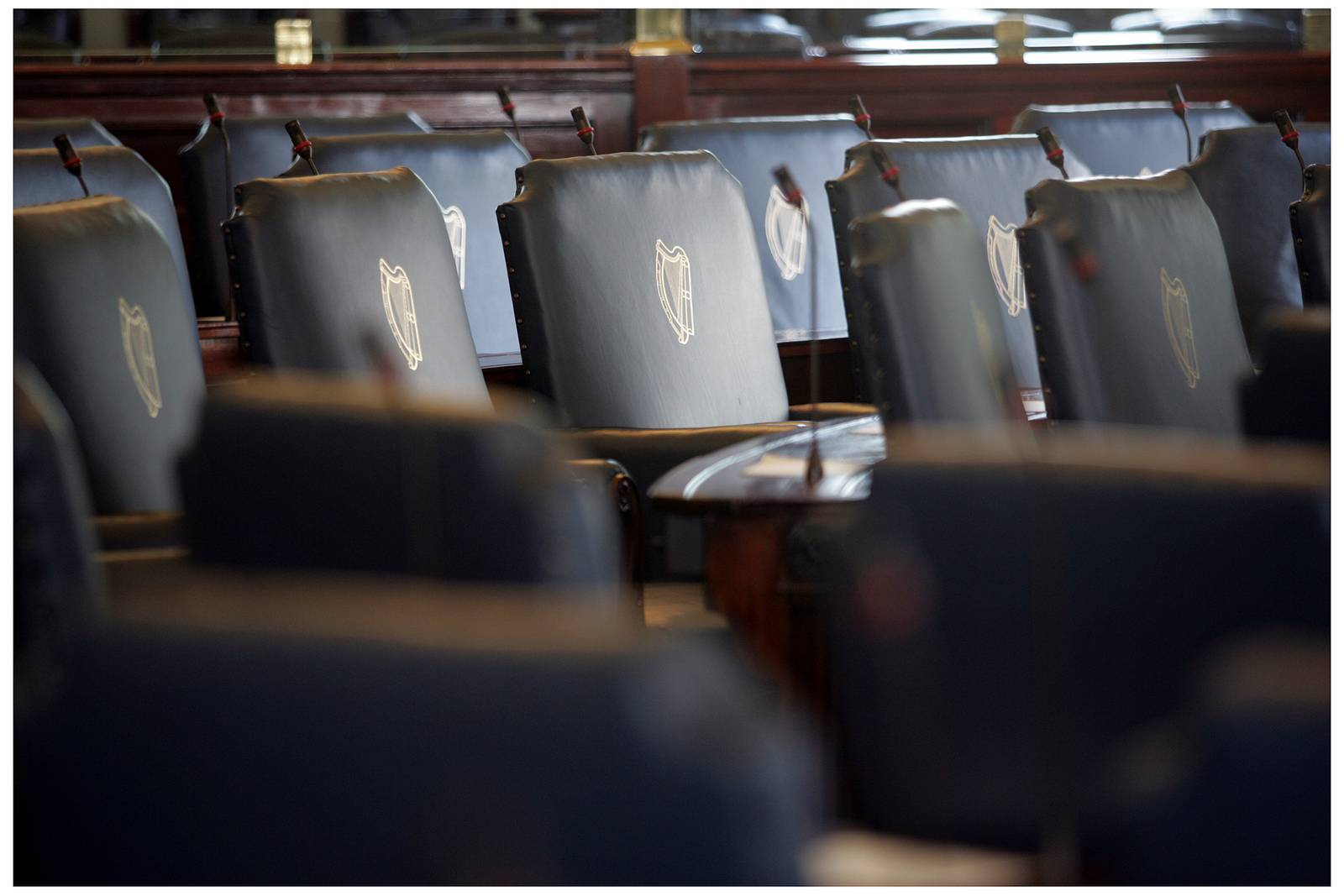 Photograph: Alan Betson, Irish Times Staff Photographer.
--------------------------------------

Houses of the Oireachtas Commission suppliment
Close up Detail of seats in the Seanad / Senate  at Leinster House
taken on 26/3/07