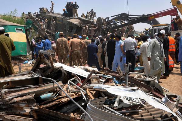 At least 35 dead after express train crashes into another in Pakistan