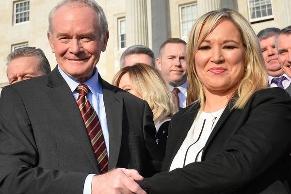 Martin McGuinness passes the Sinn Féin baton to Michelle O’Neill
