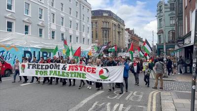 Protesters call for an end to trade with Israel