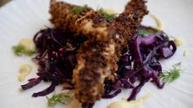 Rye and mustard chicken with red cabbage