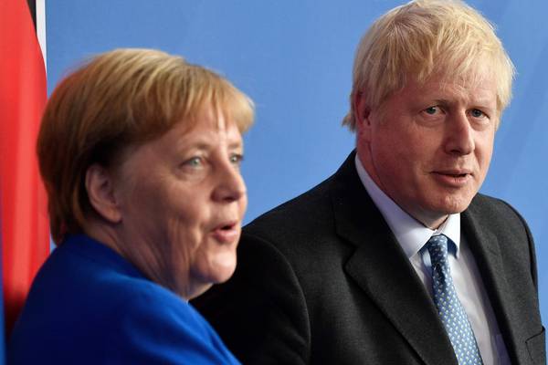 Johnson welcomes ‘blistering’ 30-day Brexit talks target at Merkel meeting