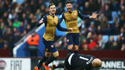 Arsenal stroll past sorry Aston Villa to go top of the table