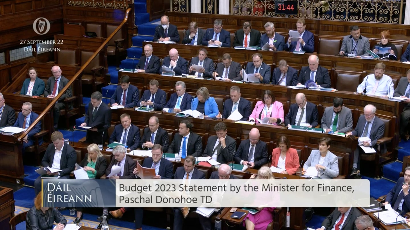 Minister for Finance Paschal Donohoe delivers budget speech to Dáil Éireann