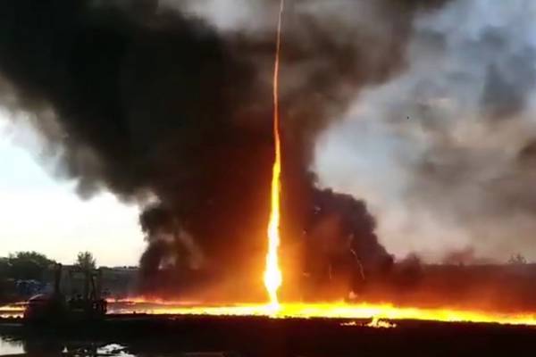 ‘Firenado’ is recorded as it destroys factory in England