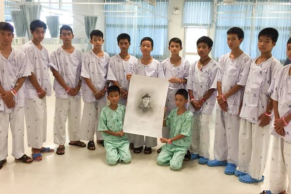Thai cave boys applauded at first public appearance after rescue