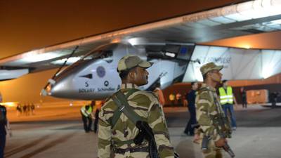 Solar plane aiming for first round-the-world flight lands in India