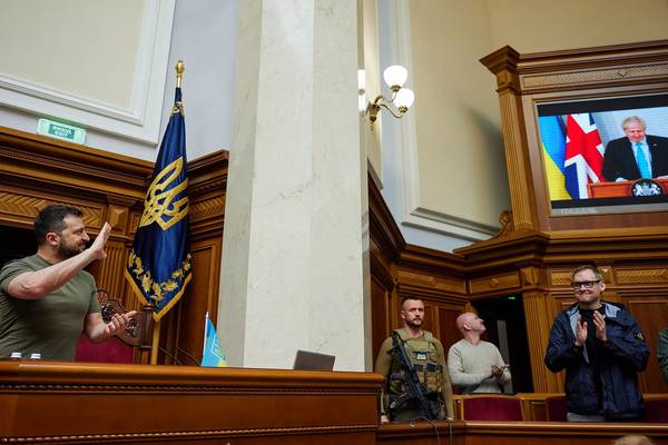 ‘This is Ukraine’s finest hour,’ Boris Johnson tells Kyiv parliament in address