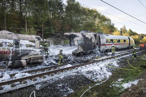 Flames engulf German high-speed train, all passengers evacuated